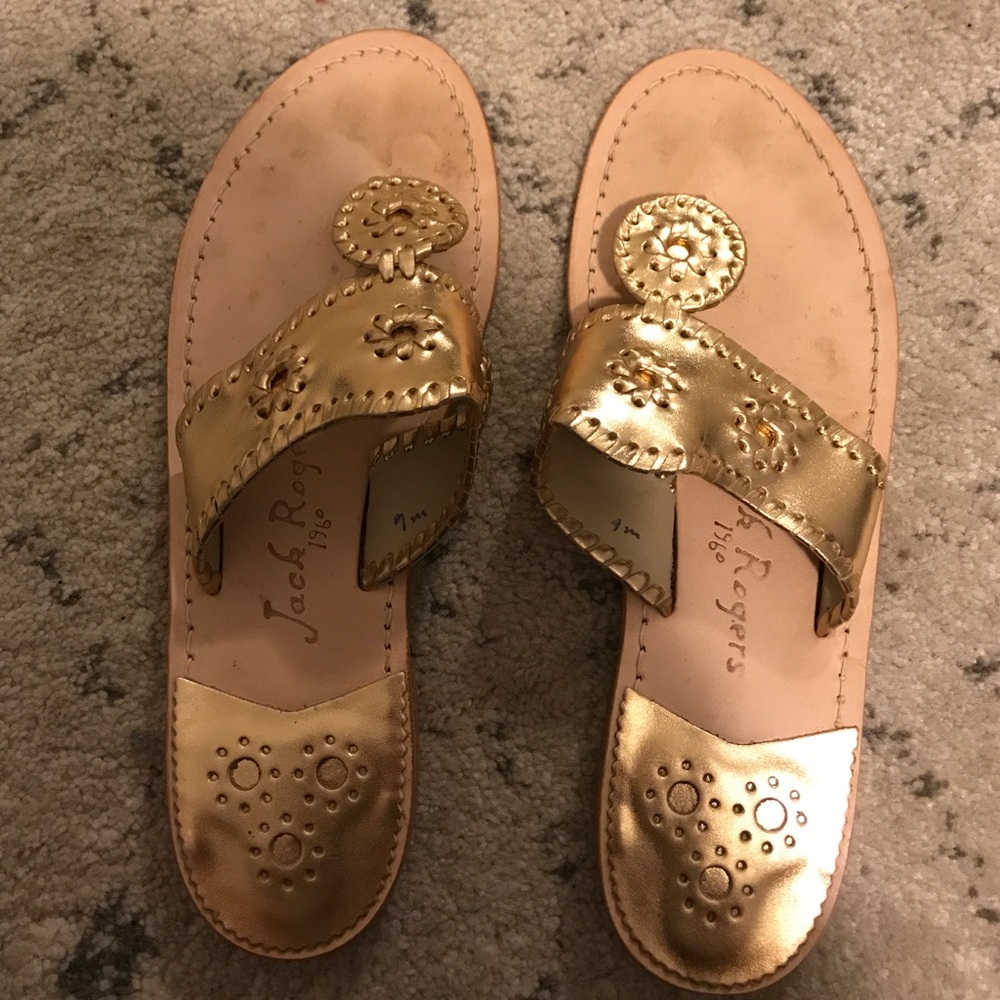 jack rogers flat sandal gold